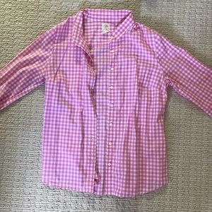 Hot pink plaid button up